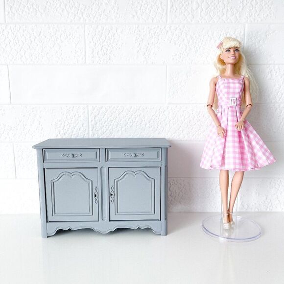 Barbie Miniature Dollhouse Gray French Cabinet Sideboard 1:6 Scale 3D Printed - Picture 1 of 6